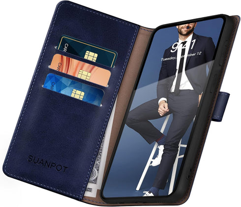 SUANPOT Samsung Galaxy S22 Ultra Wallet Case with RFID Blocking, Flip Folio Book Phone Case, Shockproof Cover for Women