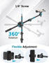 Nineigh 64" 25" 360 Overhead Tripod for iPhone, Phone Tripod Stand with Long Extendable Arm & Remote, Rotating Overhead