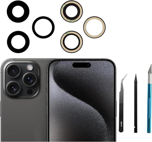 3pcs/Set Camera Lens Replacement for iPhone 15 Pro Max 6.7 inch, Rear Glass Replacement with Pre-Installed Adhesive +