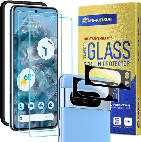 ArmorSuit Glass Screen Protector + Camera Lens Protector for Google Pixel 8 Pro, Tempered Glass 2+2 Pack (w/Alignment