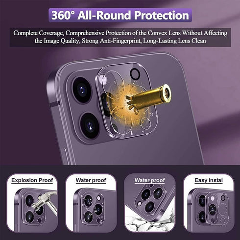 Tempered Glass 3PCS Rear Camera Lens Protector for iPhone 14 Pro/14 Pro Max - HD Clear Full Coverage Guard