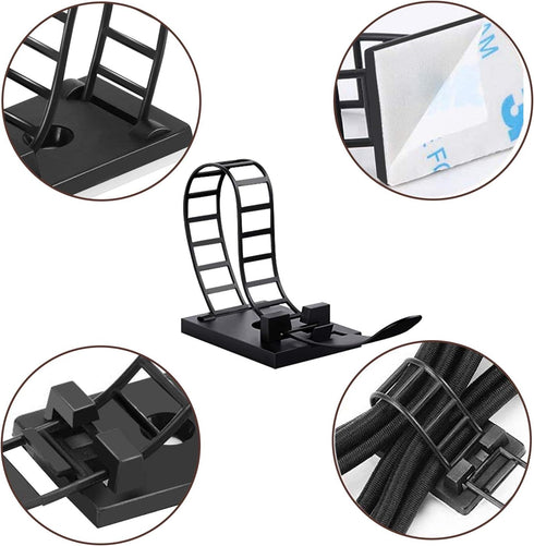 50Pcs Adhesive Cable Management Ties - Extra Screw & Hole, Multi-Purpose Wire Organizer Adjustable Nylon Cable Straps