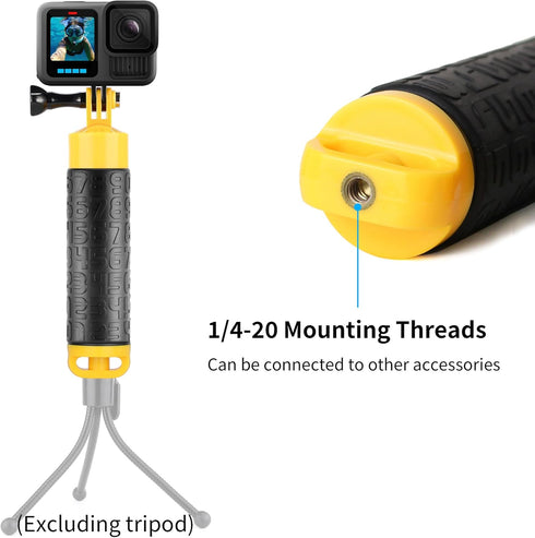 SOONSUN Floating Hand Grip for GoPro Hero 13 12 11 10 9 8 7 6 5 4 3, Session, Fusion, Max, Osmo Action 3 4, SJCAM
