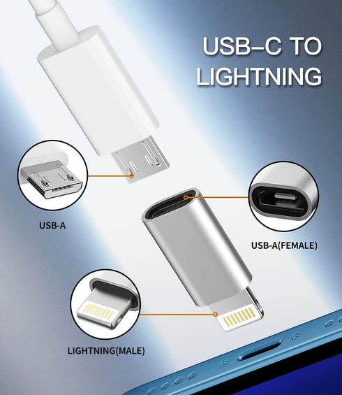 Micro USB to Lightning Adapter(3 Pack)Fast Charging Data Transmission Converter Micro USB Female Cable to Lightning Male Connector Compatible for Iphone 13 12 11 Pro Max Mini Xr Xs X 8 7 6 Ipad