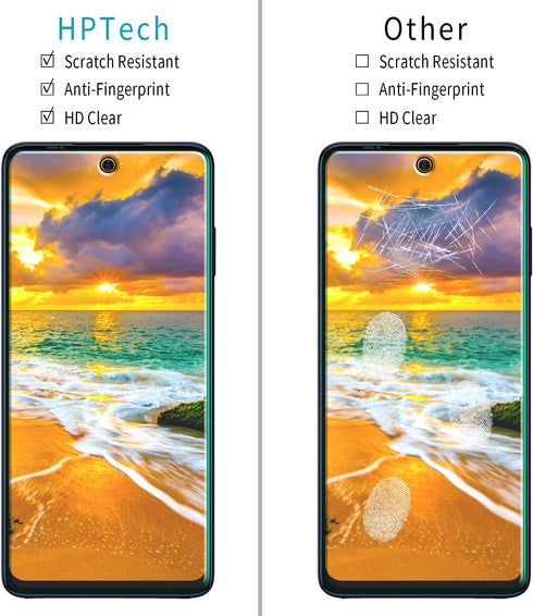 HPTech (2 Pack) Screen Protector Designed for Motorola Moto Edge (2021) / Moto Edge 5G UW Tempered Glass, 9H Hardness, Anti Scratch, Bubble Free, Case Friendly