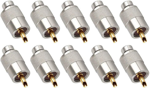 10 Pack UHF PL259 Solder Connector Plug with Reducer for RG8x, RG8, RG59, LMR-400, RG-213 Coaxial Coax Cable Teflon Material 50ohm Low Loss RFAdapter Compatiable with Ham Radio Antenna (10-Pack) by Linkhood