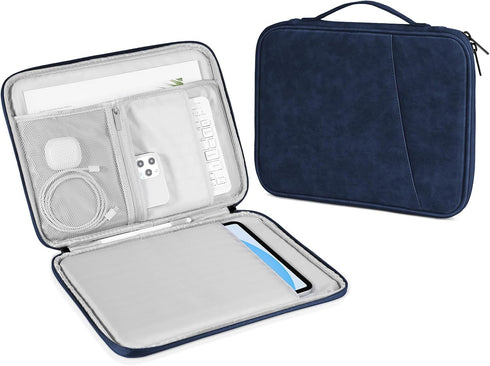 DTTO 9-11 Inch Tablet Sleeve Bag, Waterproof Travel Case for iPad Air M2, iPad Pro M4, Galaxy Tab A9+, Navy Blue