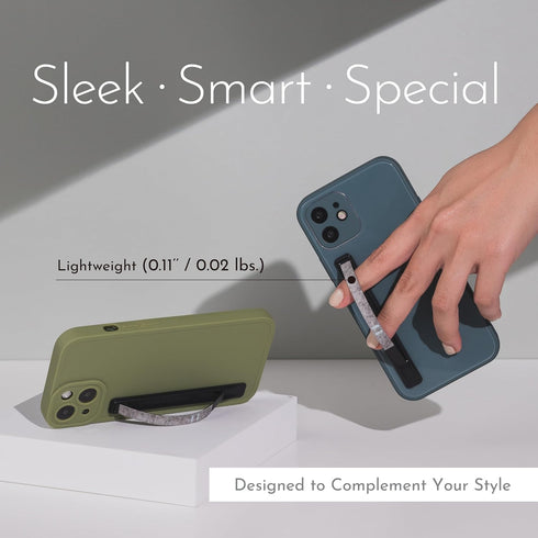 SleekStrip 16 Max,17 2PK SleekGrip-Essential Ultra Thin Phone Grip Stand,Slim Metal Finger Loop Ring Hand Holder Strap