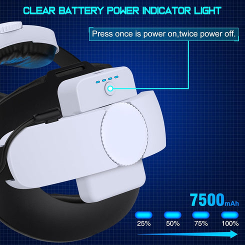 NinxGloy 7500mAh Rechargeable Battery Pack for Oculus Quest 2, Lightweight Power with LED Indicator, Charging Dock