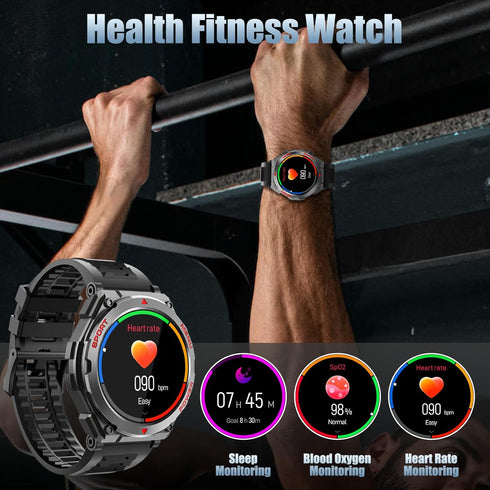 Military Smart Watch, 1.52-Inch Touch Screen Tactical Smartwatch with Text and Call, for Men and Women