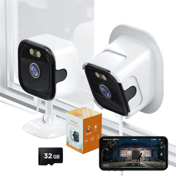 MyHive 2K Window Camera with 32GB SD Card, AI Night Vision 5G/2.4G WiFi