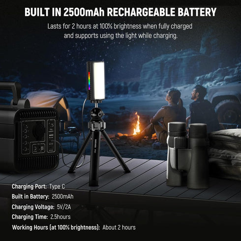 NEEWER Magnetic Handheld Light Wand - 360° RGB Mini LED Video Light Stick with APP Control for Photography