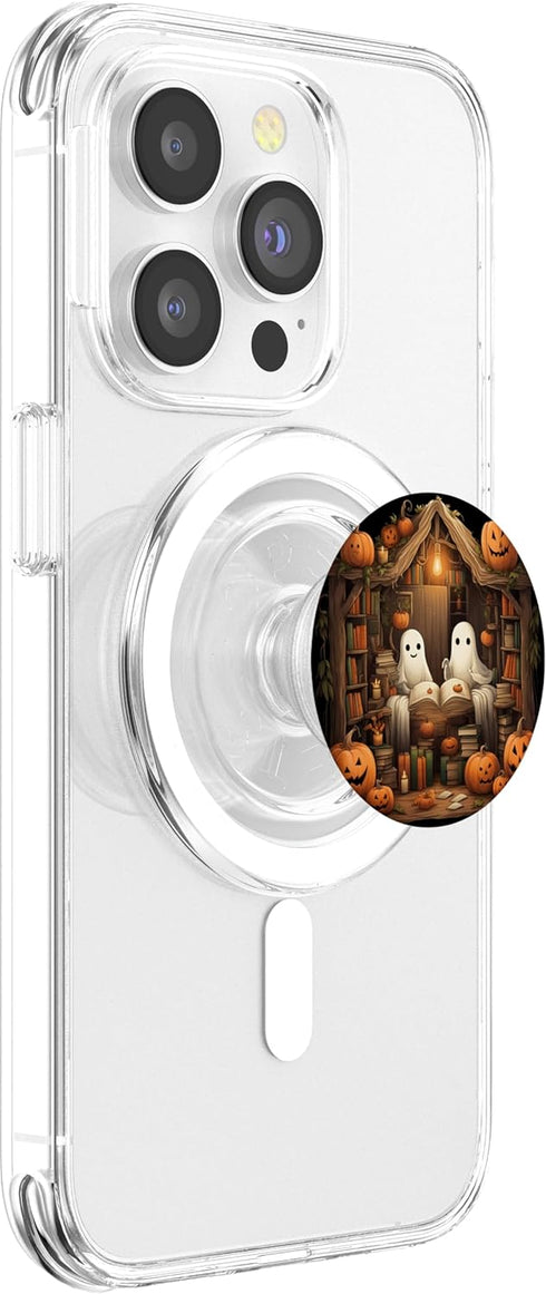 Cute Ghosts Reading Books Halloween Librarian Book Lover PopSockets PopGrip for MagSafe