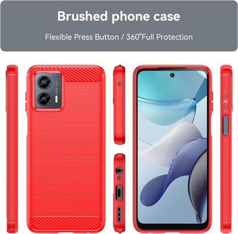 Moto G 5G 2023 Phone Case with HD Screen Protector, Fashion Shock-Absorption Flexible TPU Bumper, Red