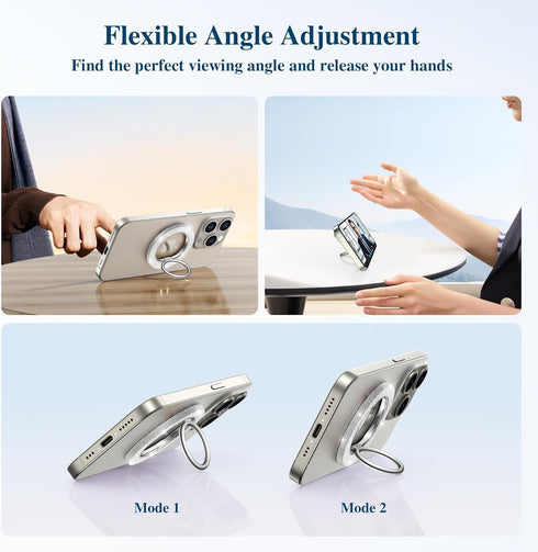 GVIEWIN Magnetic Phone Ring Holder, Compatible with MagSafe, Adjustable Kickstand for iPhone 15 Pro Max/Pro/Plus
