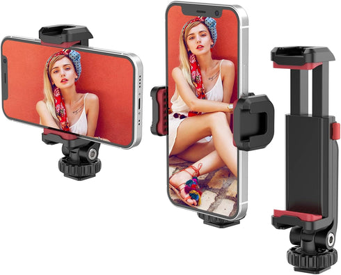 ULANZI ST-06S Phone Tripod Mount, Universal Smartphone Adapter with 2 Cold Shoe, 360° Rotating Clip Holder