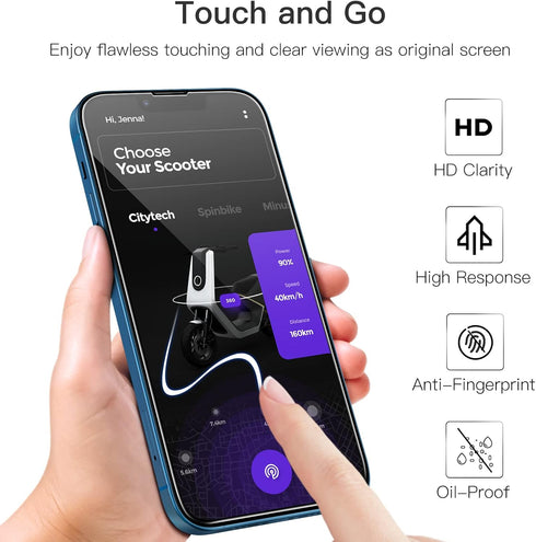 JETech 3-Pack Full Coverage Screen Protector for iPhone 13/13 Pro 6.1-Inch, 9H Tempered Glass, Case-Friendly
