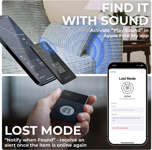 Rolling Square Aircard Wallet Tracker - Bluetooth Wallet Finder (2-Pack) with NFC/QR Code, Find My Network
