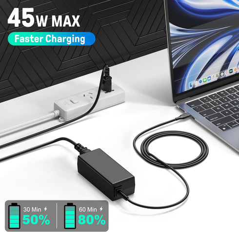 USB C Chromebook Charger 45W, Compatible with HP, Dell, Lenovo, Acer, Asus, Samsung, Google Type C Laptop, Chromebook
