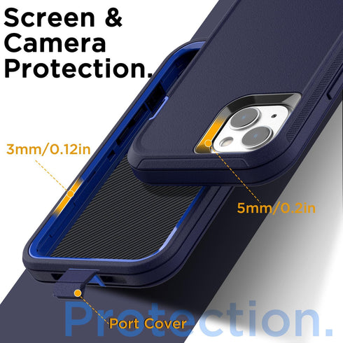 AICase Heavy Duty Rugged Case for iPhone 13/14 (6.1") with Glass Screen Protector, Shockproof & Dustproof.