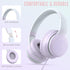 rockpapa L22 Wired Headphones for Kids Girls Boys Women with Microphone, Foldable Stereo 3.5mm Corded Headphones for School Classroom Chromebooks Computer Laptop Phone Airplane (Purple)