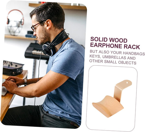 SUPVOX 1 Pc Solid Wood Headphone Stand, Desk Headset Holder, Headphone Rack, Storage Rack for Beech Accessories Earphone