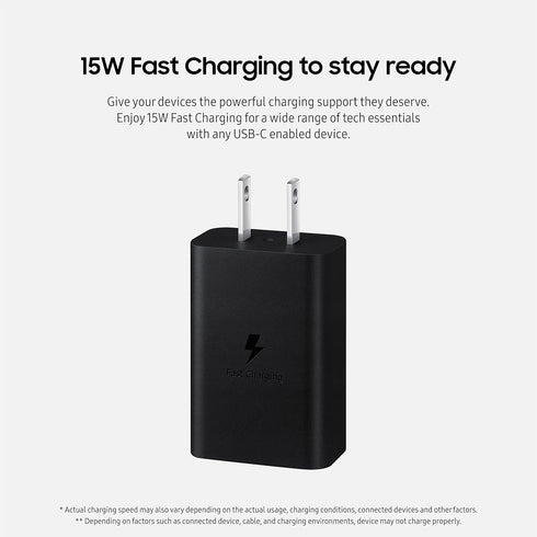 Samsung 15W Fast Wall Charger with USB-C Cable - Black