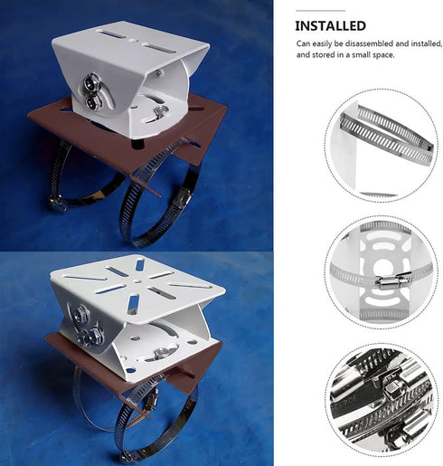 Universal Vertical Pole Mount Adapter with 2 Loops - Brown Stainless Steel Wall Mounting Bracket for CCTV Security