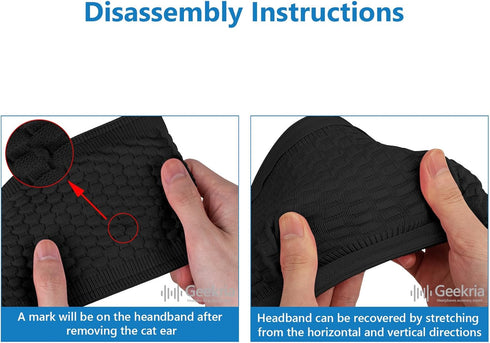 Geekria NOVA Knit Fabric Headband Cover + Cat Ears Attachment for Razer, SteelSeries, HyperX Headphones