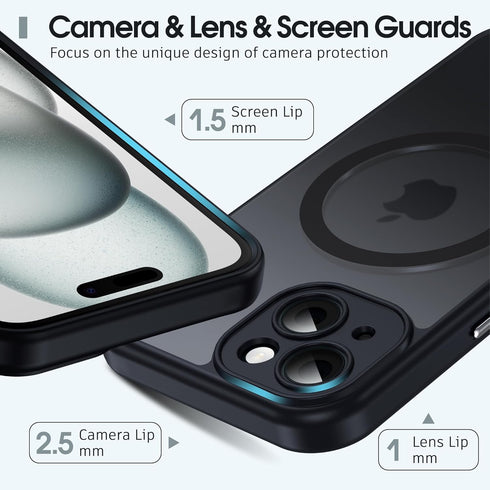 Flyzoo 15 6.1", Magnetic Matte Case for iPhone - Compatible with MagSafe, Full Camera Protection, Slim Translucent