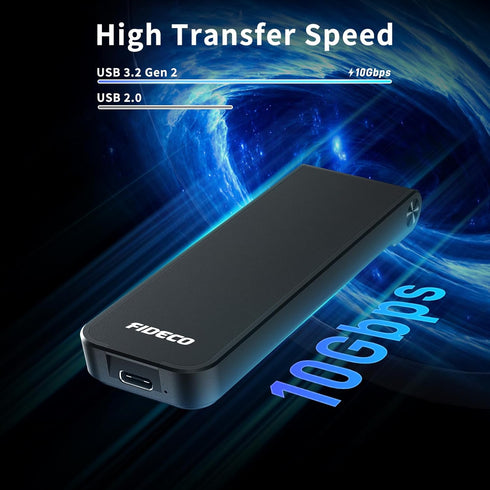 FIDECO M.2 NVMe SSD Enclosure, USB 3.2 Gen 2 to M.2 NVMe Adapter, Tool-Free Installation, Support UASP