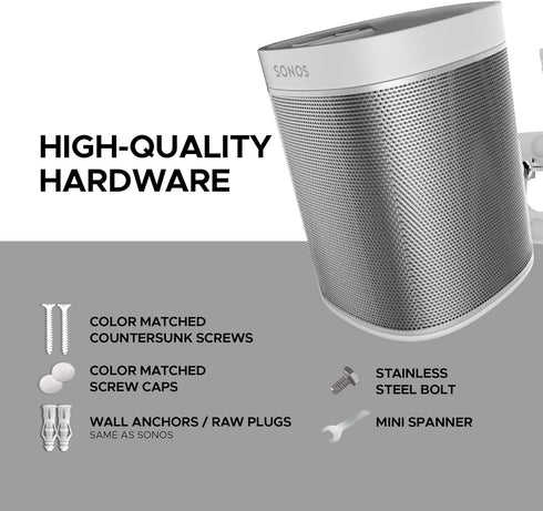Play 1 Wall Mount, White, Adjustable Swivel & Tilt Mechanism, Compatible with Sonos Play:1 Only, Mounting Bracket