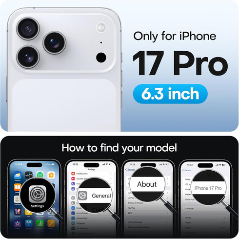 TAURI 17 17 Original Design for iPhone Pro Case, Compatible with MagSafe with Screen Protector, Anti-Yellowing
