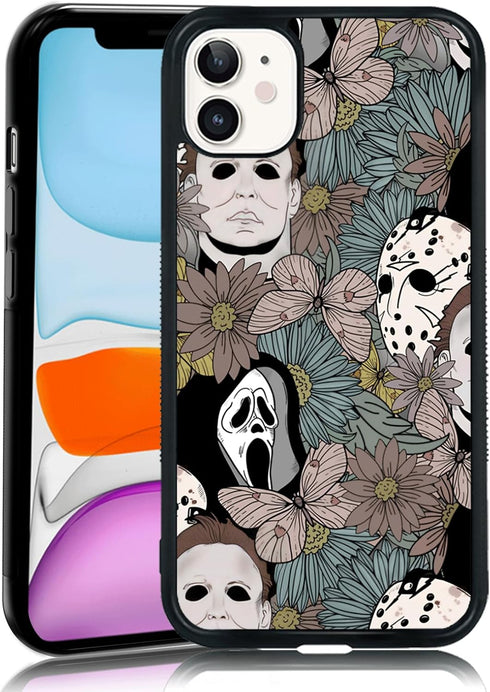 Horror Flowers iPhone 11 Case, TPU Shockproof Ghostface Design Phone Cover, Gift for Men Women