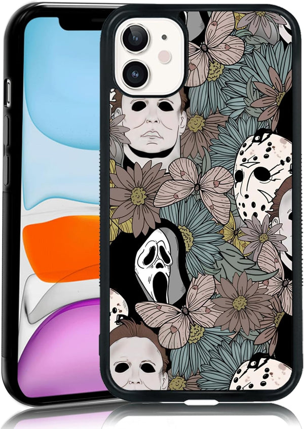 Horror Flowers iPhone 11 Case, TPU Shockproof Ghostface Design Phone Cover, Gift for Men Women