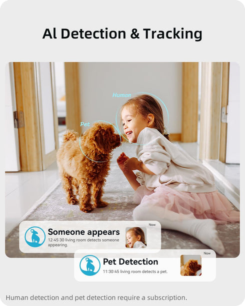 blurams 2K, 360-degree 2-Way Security Camera Baby Monitor Dog Camera for Home Security w/Smart Motion Tracking, Phone