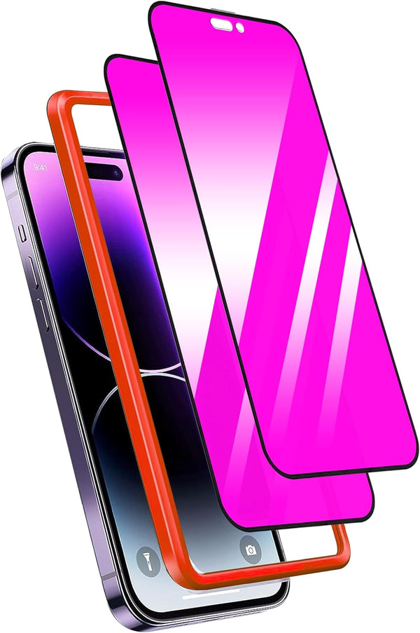 Compatible with iPhone 15 Pro Privacy Screen Protector, 28 Degree Anti Spy 2 Pack Gradient Colorful Anti-Blue Light