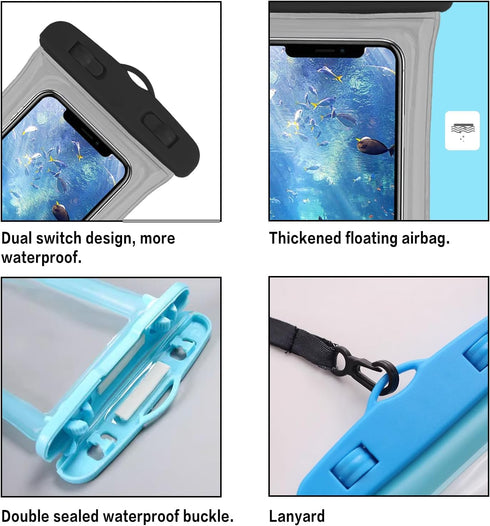 7 Pcs Waterproof Phone Pouch, Universal IPX8 Floating Cell Phone Case Dry Bag for Most Phones on Market