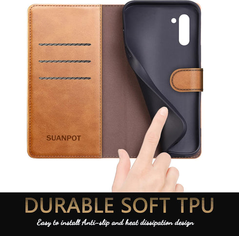 SUANPOT for Samsung Galaxy Note 10, RFID Blocking Leather Wallet Case, Flip Folio Book Cover for Women Men