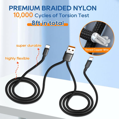 UCEC Dual USB C Cable, 4ft USB A to USB Type C Splitter Charging Cable, 2 in 1 Multi Charging Cable USB C Wire, Braided