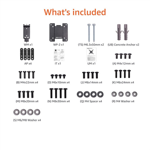 Amazon Basics 12" 40" 200x200, 40 lbs Fixed Flat TV Wall Mount, Low Profile, for to TVs, VESA Capacity