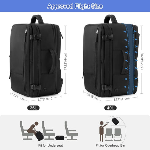 Backpack 40L Backpack, 17 Inch Backpack Sinaliy Large Travel for Women Men, Expandable Carry On Laptop College Bookbag