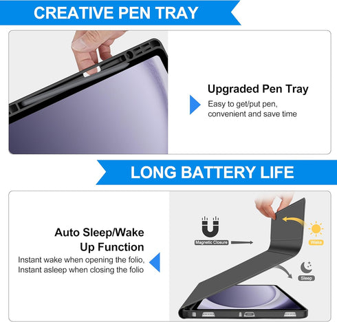 Galaxy Tab A9 Plus Case with Keyboard 11 inch, Magnetic Detachable Wireless Bluetooth Keyboard, Smart Cover with S Pen