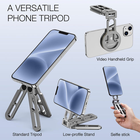 Magnetic Pocket Phone Tripod, Foldable Compatible with MagSafe iPhone 15/14/13/12 Plus Pro Max Series