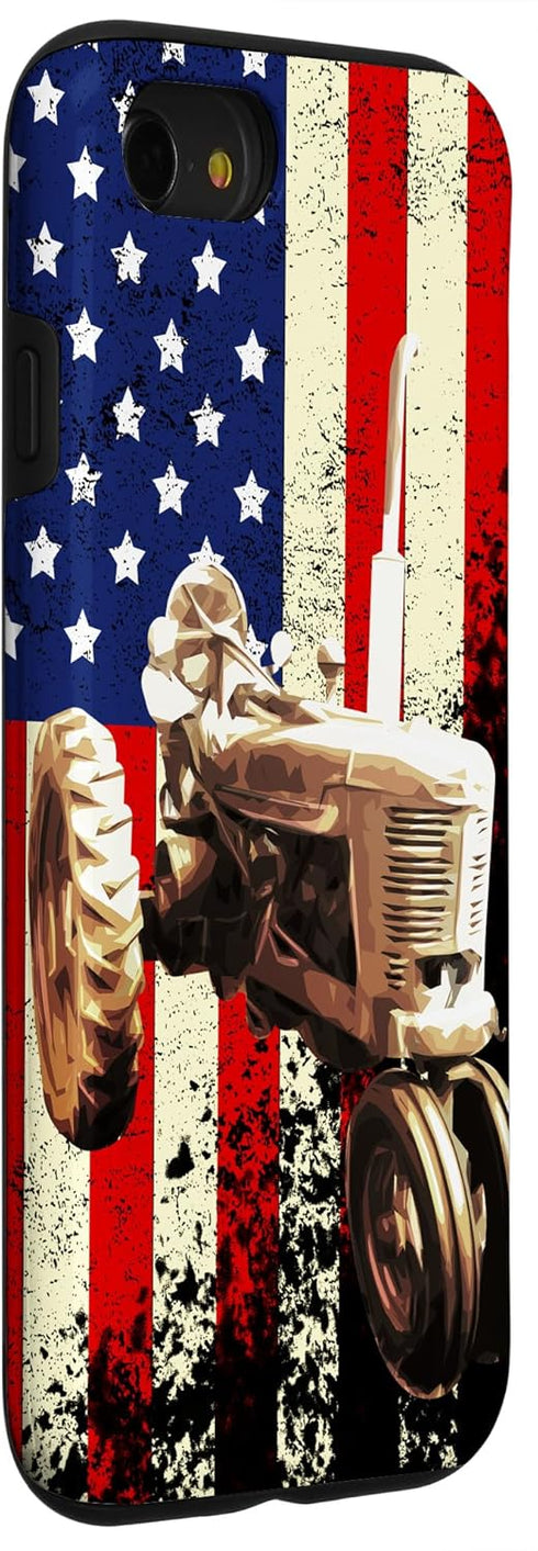 Vintage Patriotic Farm Gift Case for iPhone SE (2020), 7, 8 - US American Flag Tractor Design