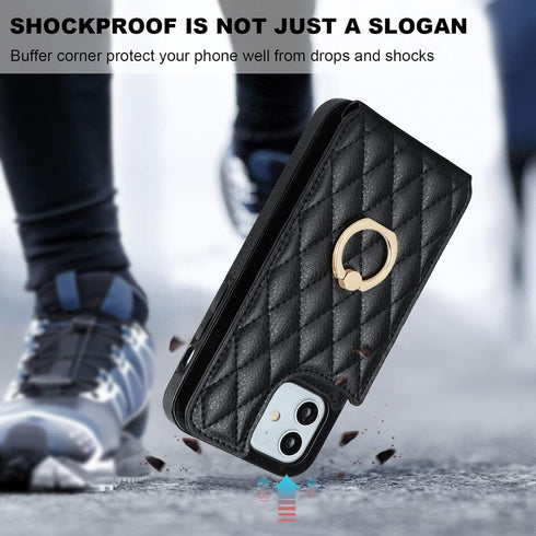 Folosu 12 12 360Rotation 6.1 Inch Compatible with iPhone iPhone Pro Case Wallet with Card Holder, Finger Ring Holder
