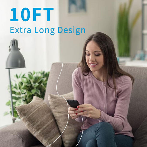 Ximytec USB C to Lightning Cable 3-Pack, 10FT, MFi Certified, Fast Charger for iPhone 14, 13, 12, 11, iPad, White
