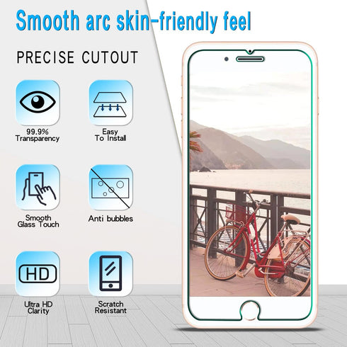 Slanku Tempered Glass Screen Protector (3 Pack) for iPhone 8 Plus, 7 Plus, 6S Plus, 6 Plus - Easy Install,