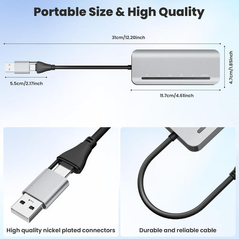 Bawanfa Plus 6-in-1 2.0 5Gbps 6 CFast Card Reader, USB C & USB A Multi Card Reader for CFast/MS/CF/SD/TF/XD - CFast