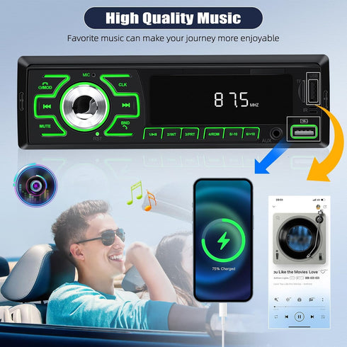 AMprime MP3 Location+32G Single Din Car Radio Stereo Digital Bluetooth Player Music Stereo Car Player
